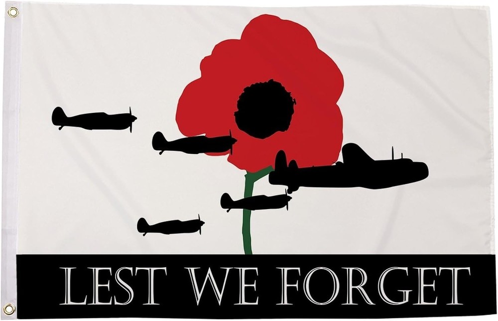 Double-Sided Remembrance Flag 3ft x 2ft - Brass Eyelets for Security