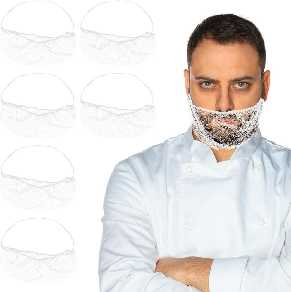 100 Pcs Beard Nets Food Service, Elastic Comfortable Beard Guards Protective Bea