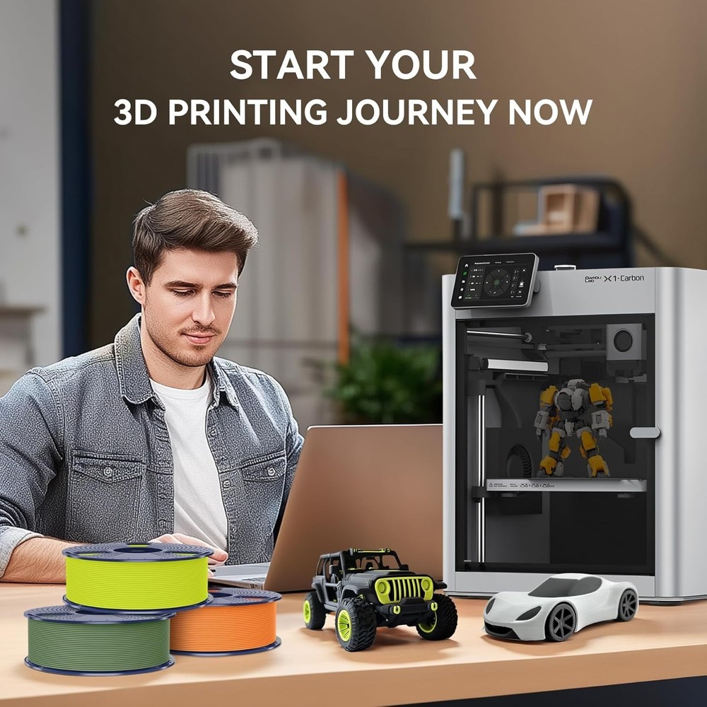 Multicolor 3D Printer Filament Bundle - Smooth Matte PLA 1.75mm, 4 Spools