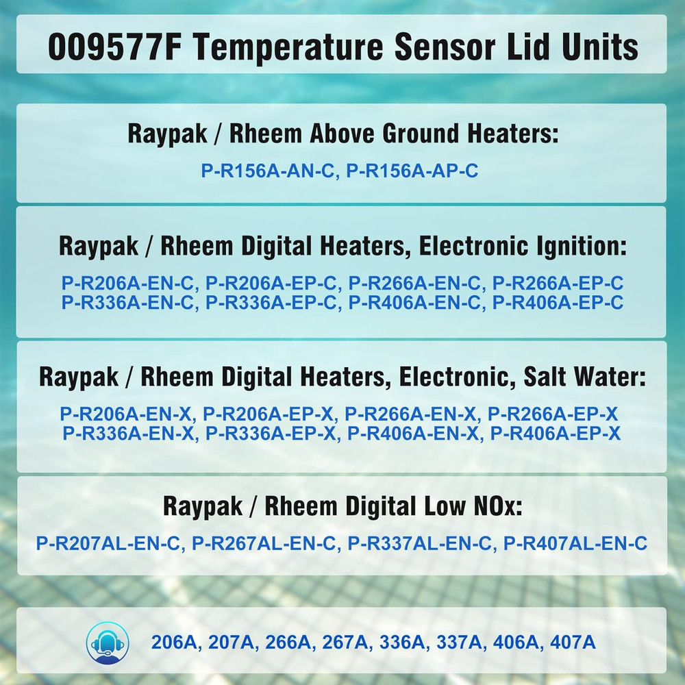 009577F Pool Temperature Sensor Lid Units Replacement for Raypak Heater Spa...