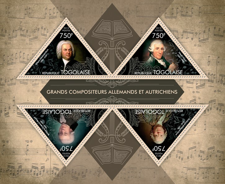 2013 TOGO MNH. COMPOSERS   |   Y&T Code: 3336-3339  |  Michel Code: 5016-5019