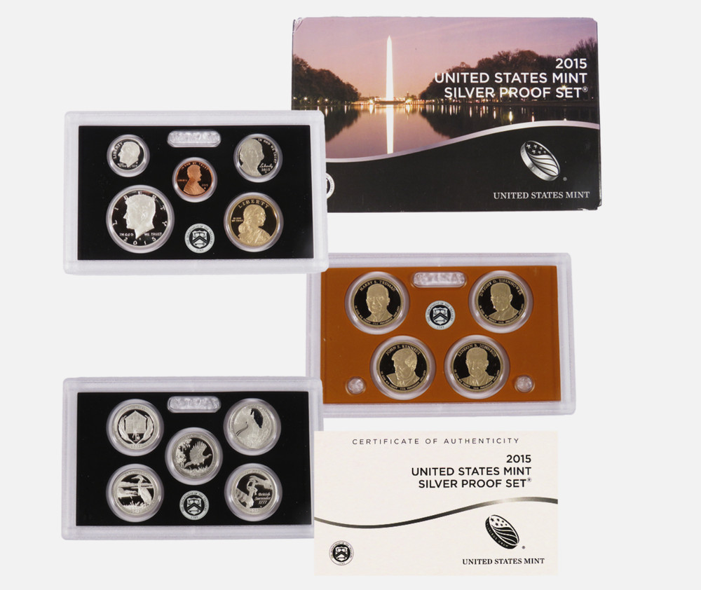 US Mint 2015 Silver Proof Set With Box and COA  Uncirculated