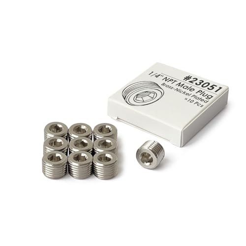10Pcs Brass 1/4'' NPT Male Pipe Plug Fitting Set Internal Hex Thread Socket
