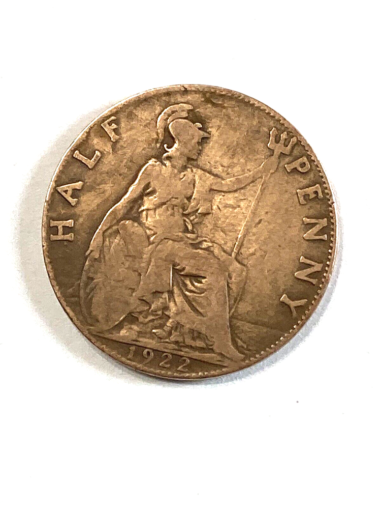 1922 Great Britain Half Penny Bronze Coin