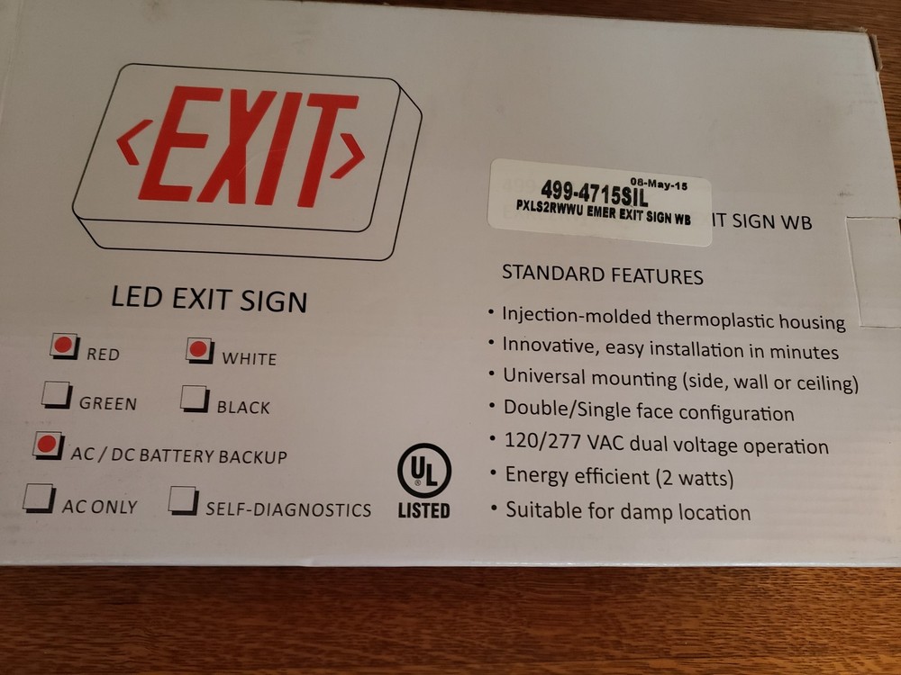 Lighting Exit Safety LED Sign 499-4715SIL