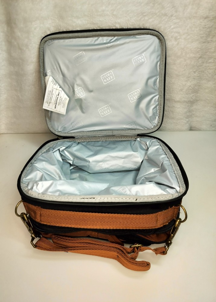 Canvas Expandable Horizontal Lunch Box with Removable Shoulder Strap - Black