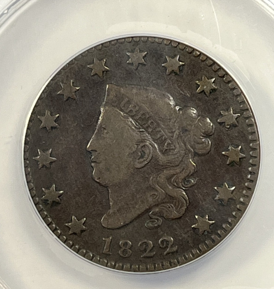 1822 Coronet Head Large Cent : ANACS VF20
