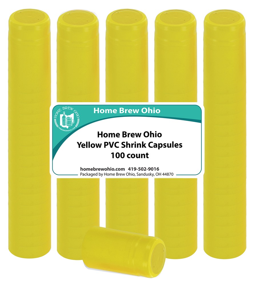 Home Brew Ohio Yellow PVC Shrink Capsules 100 count