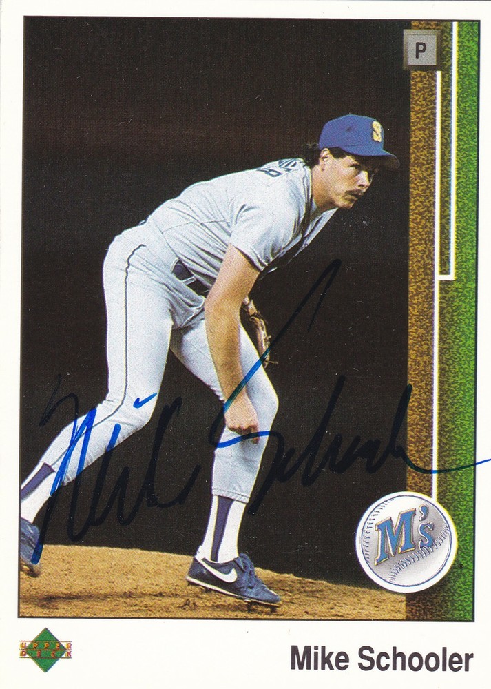 MIKE SCHOOLER SEATTLE MARINERS SIGNED UPPER DECK BASEBALL CARD TEXAS RANGERS