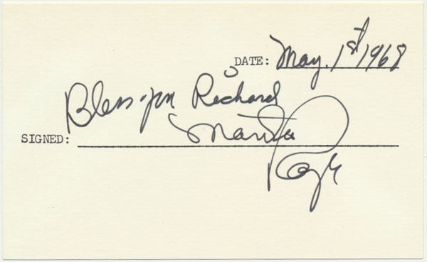 Martha RAYE / Signature Signed