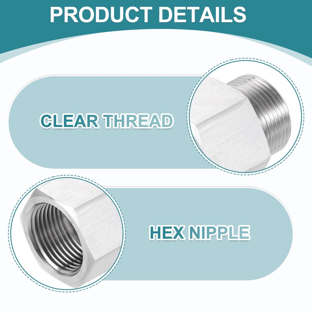 Pipe Fitting Reducing Adapter M25 x 3/4" NPT Reducer Connector Silver