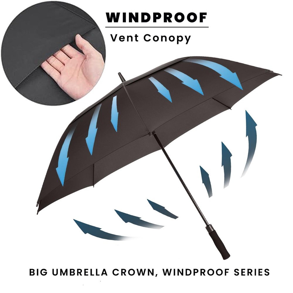 Large Golf Umbrella 62/68/72 Inch, Windproof Double Canopy, Automatic Open