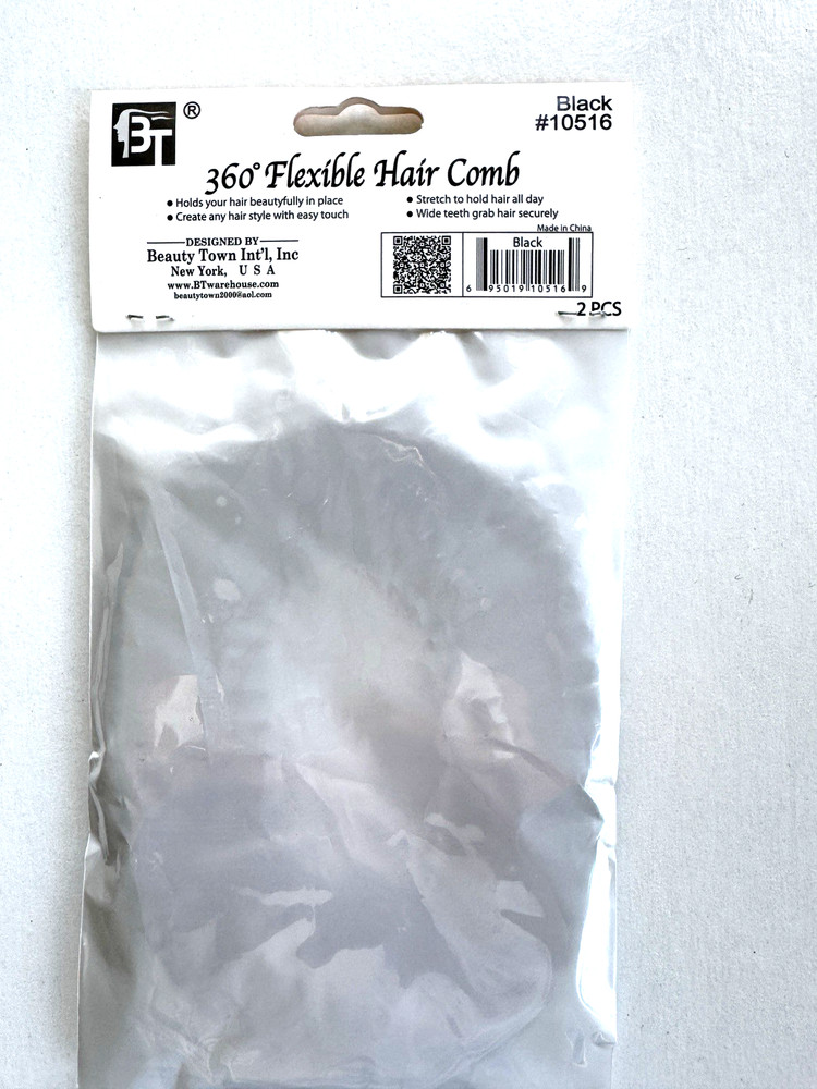 2pc Flexible Stretch Hair Black Combs with WIDE teeth