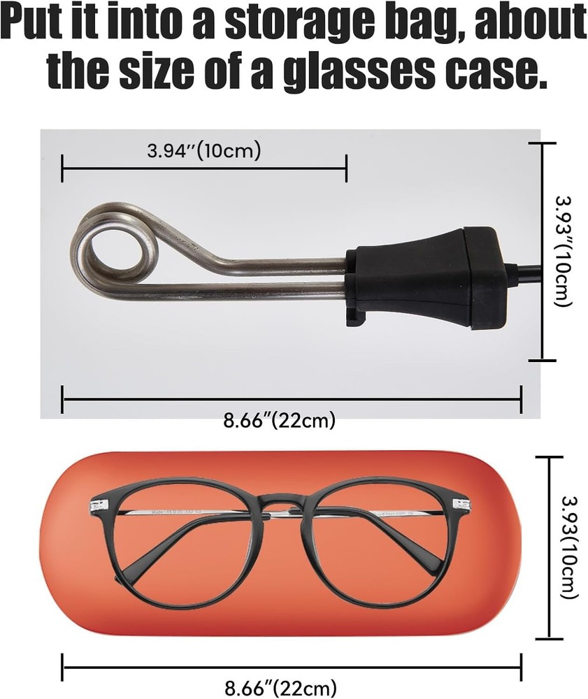 110V-240V Dual Voltage Portable Cup Immersion Heater, Travel Essential for Bo...