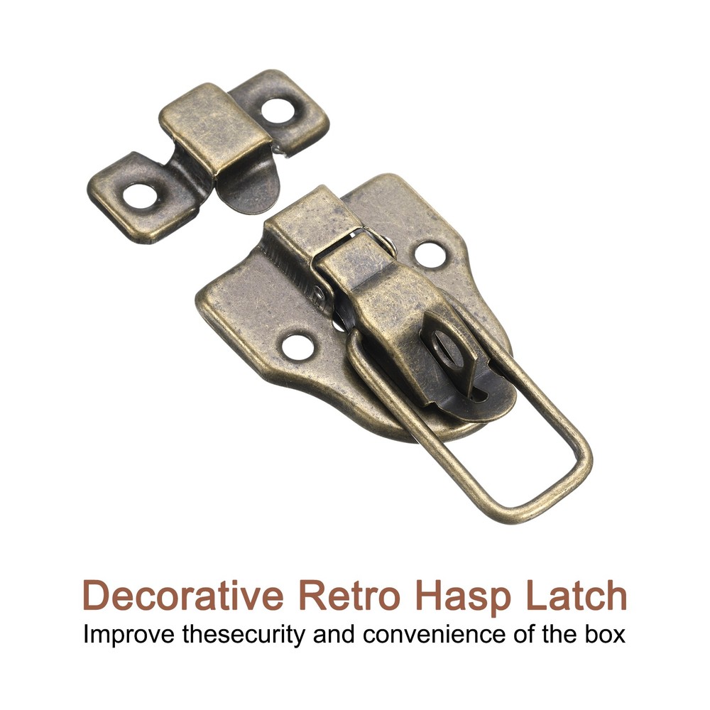8Pcs Duck-billed Hasp Lock Retro Box Toggle Latch with Padlock Hole Bronze