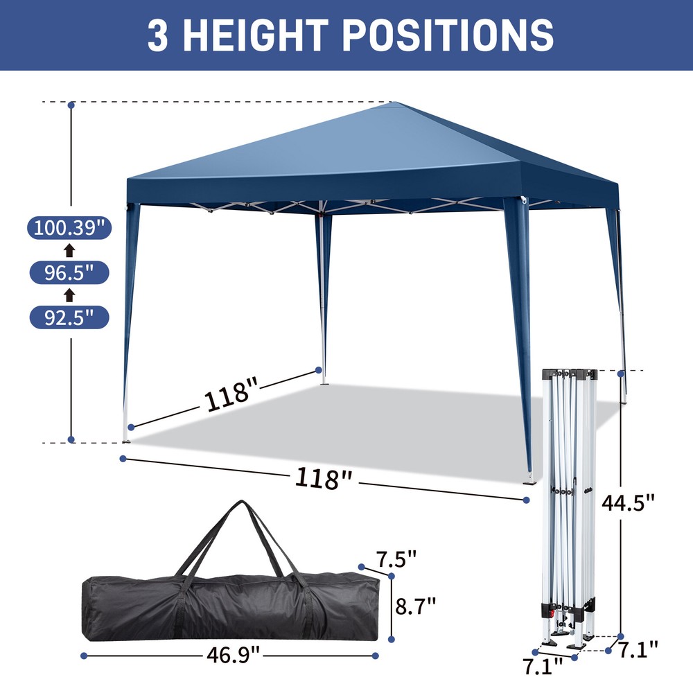 3 x3m Two Doors & Two Windows Practical Waterproof Right-Angle Folding Tent Blue