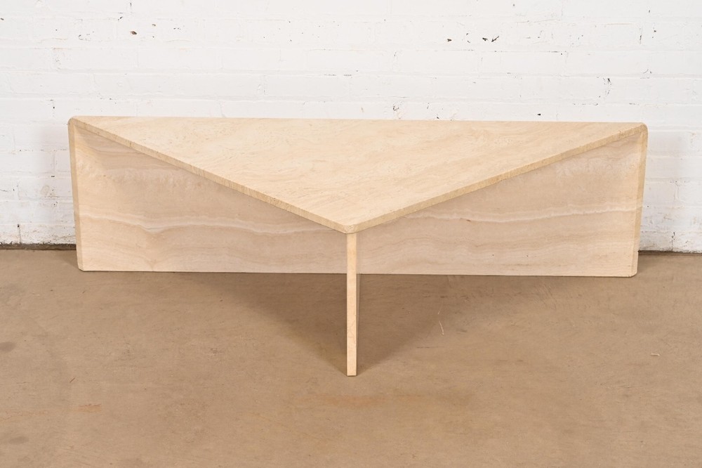 Modern Italian Travertine Triangular Coffee Table, Circa 1970s