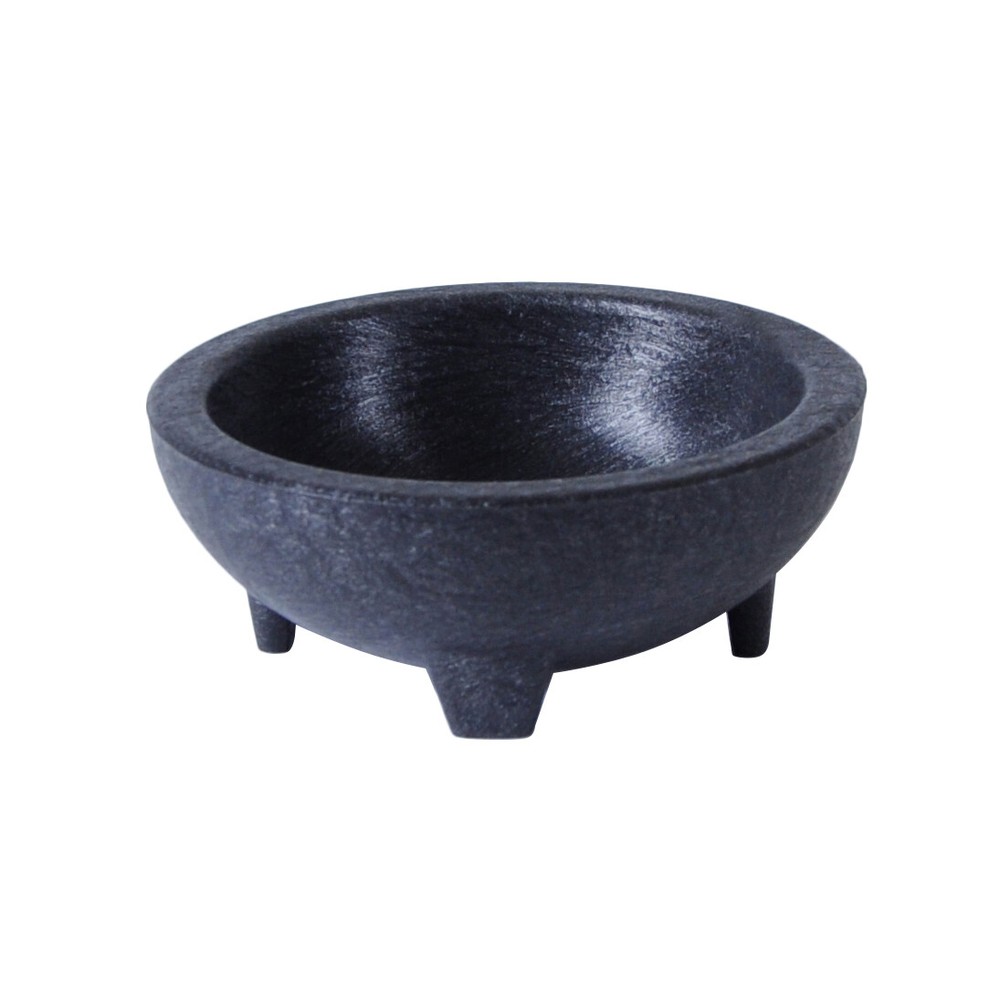 Thunder Group PLMJ004BK 4 oz Black Plastic Molcajete Salsa Bowl - 4 Per Pack