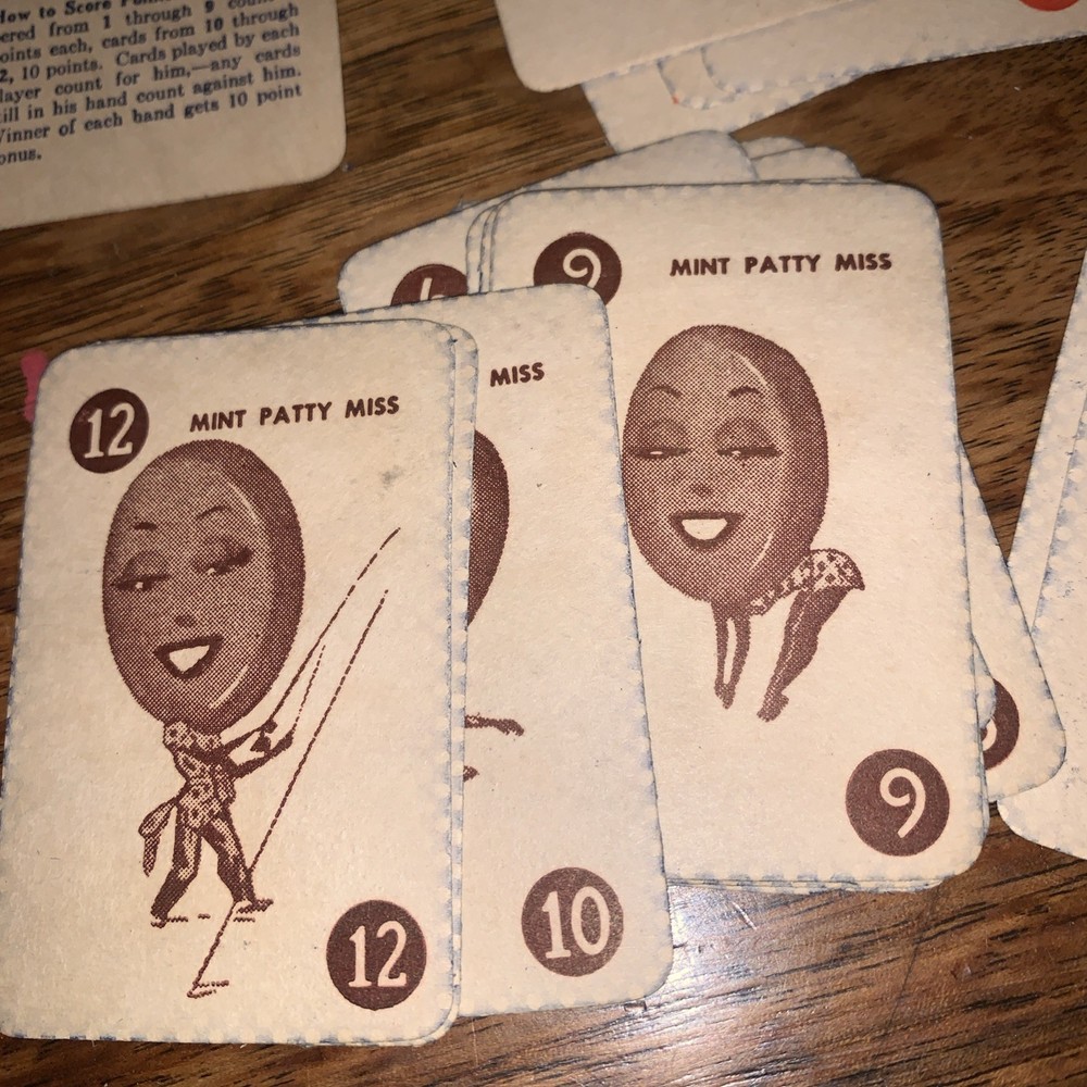 1920’s Johnston’s Candy Rummy Game Complete - Chocolate Drop Sam - Mini Cards