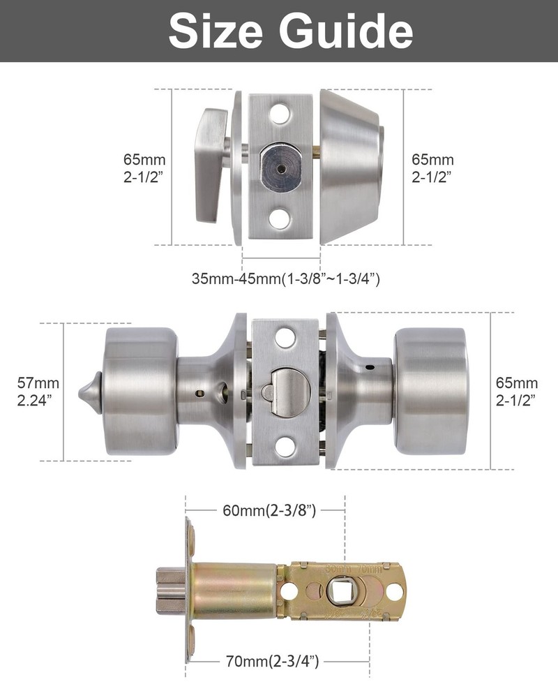 2 Sets Keyed Alike Entry Door Knobs and Single Cylinder Deadbolt Lock Combo S...