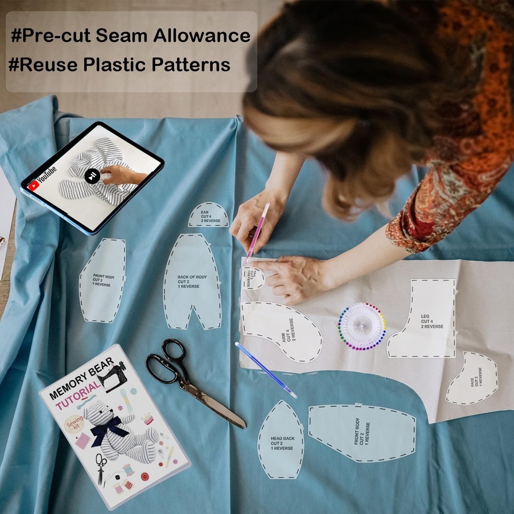 Topapfo Large 17 Inch Memory Bear Patterns for Sewing with Tutorial, Beginner...