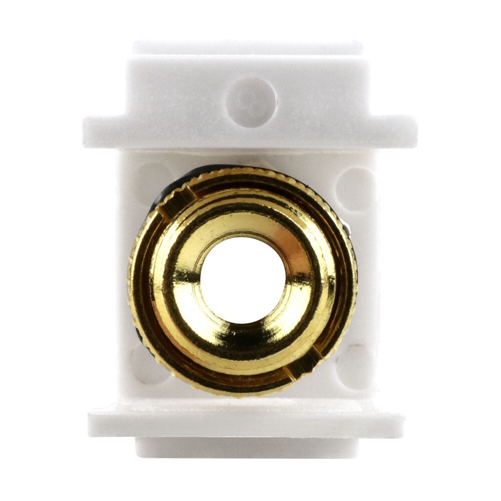 Gold-Plated Speaker Binding Post Keystone Insert (White, Black Band)