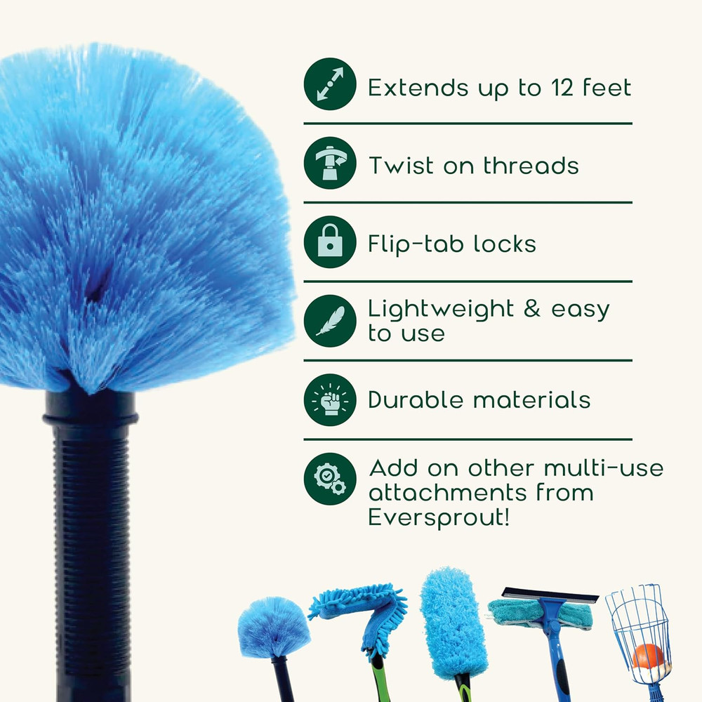 Telescoping Durable Duster with Extension Pole Lightweight 3 Stage Cobweb Duster