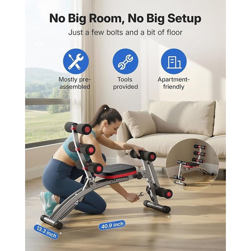 Adjustable Ergonomic Ab Machine Bench Ultimate Core Strength & Stability New