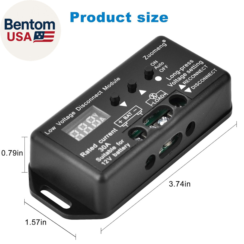 12V 30A Low Voltage Disconnect Module with Multi-Information Display and 0.1V Pr