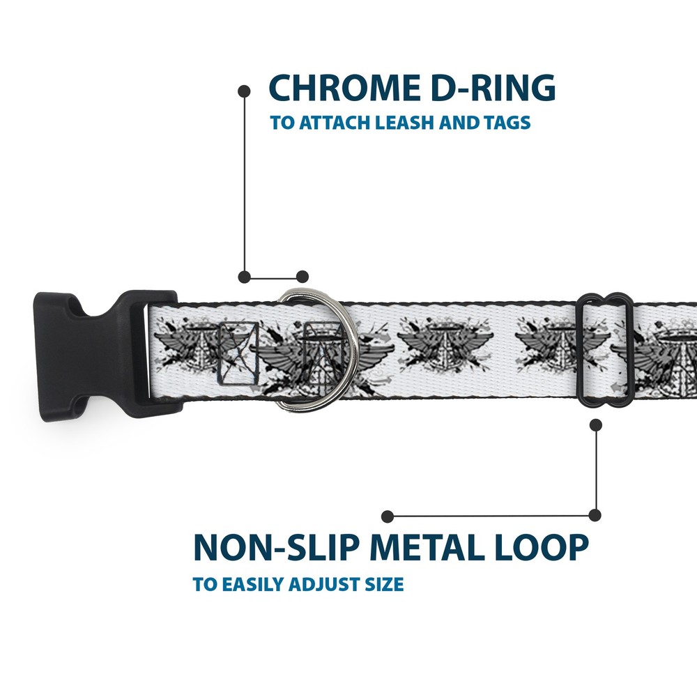 Plastic Clip Collar Phoenix Shield White Medium 11-16.5"