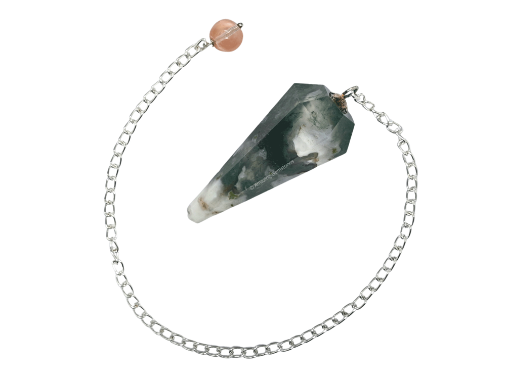 Moss Agate Dowsing Crystal Pendulum