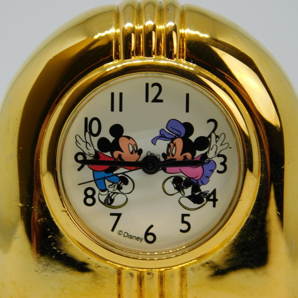 Disney Gold Tone Quartz Analog Table Clock New Battery