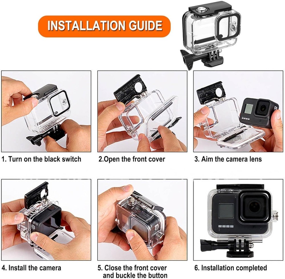 Underwater Diving Case for GoPro Hero 4K 60M - Includes Handle & Protection Kit
