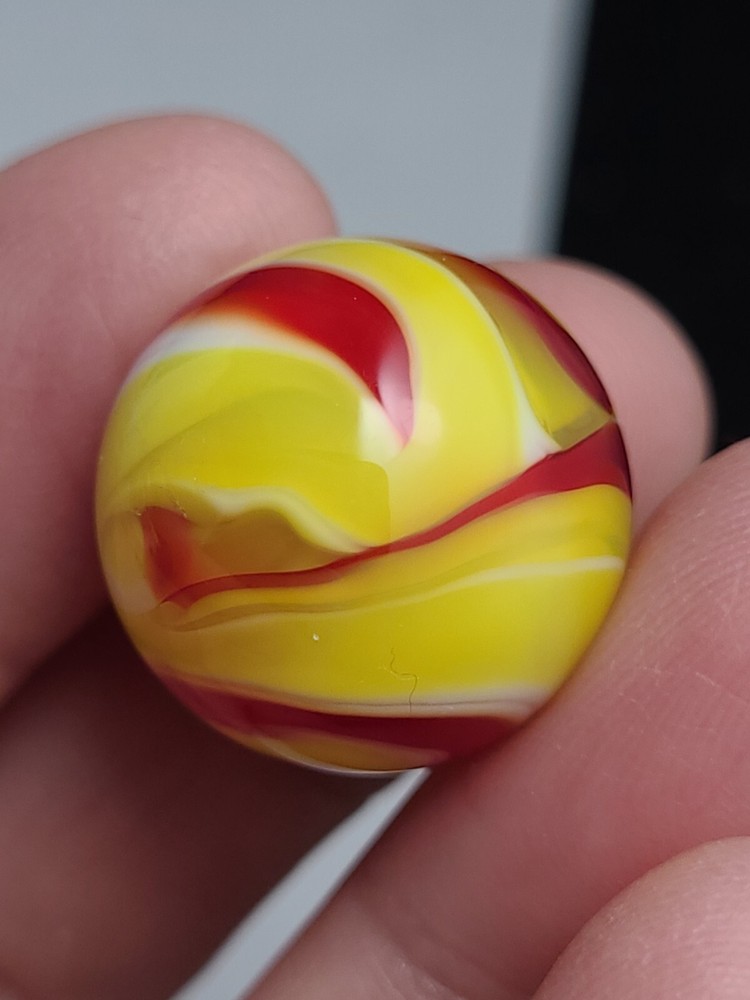 Yellow Red White Marble Signed AF 1998