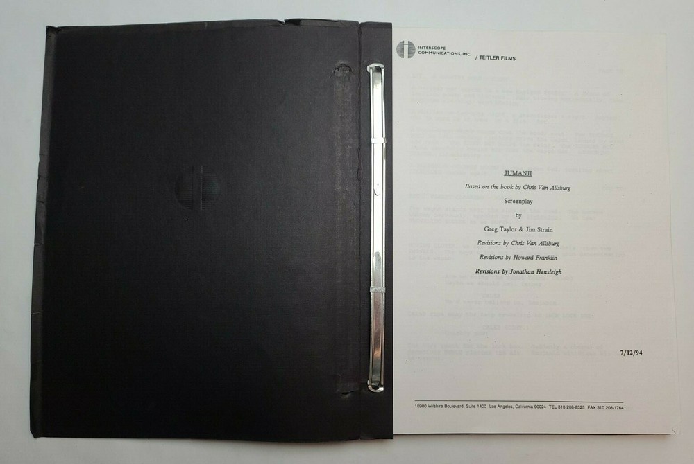 JUMANJI / Greg Taylor 1994 Screenplay, Robin Williams magical board game