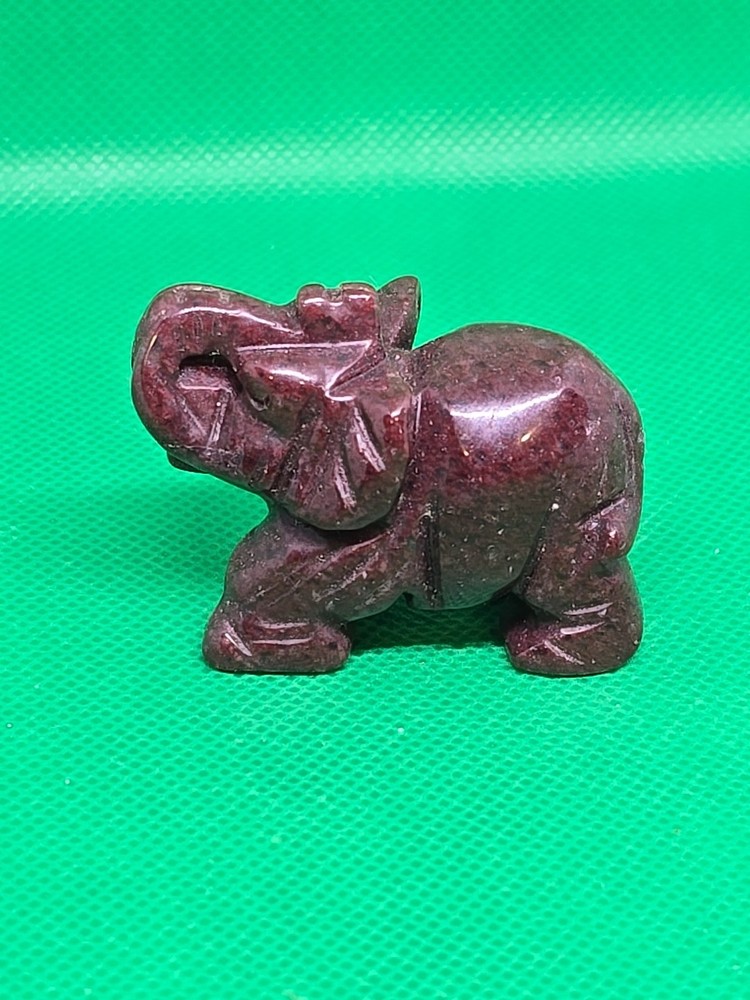 Carved Dark Red Jasper Elephant