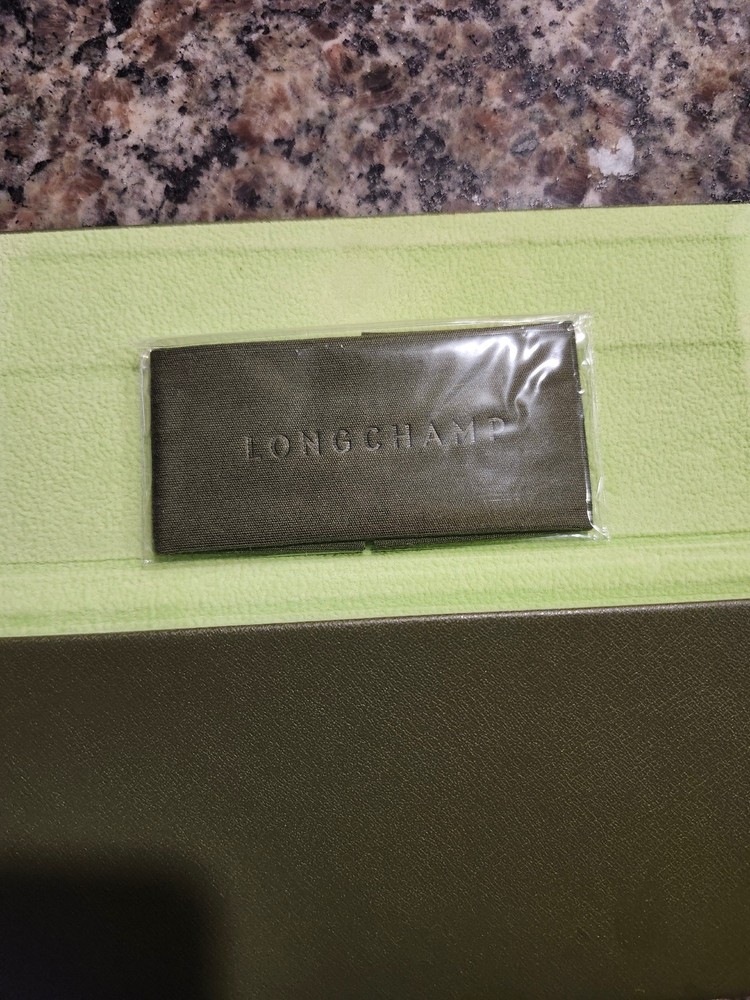 Longchamp Green Leather Glasses Case Foldable Sunglasses Case