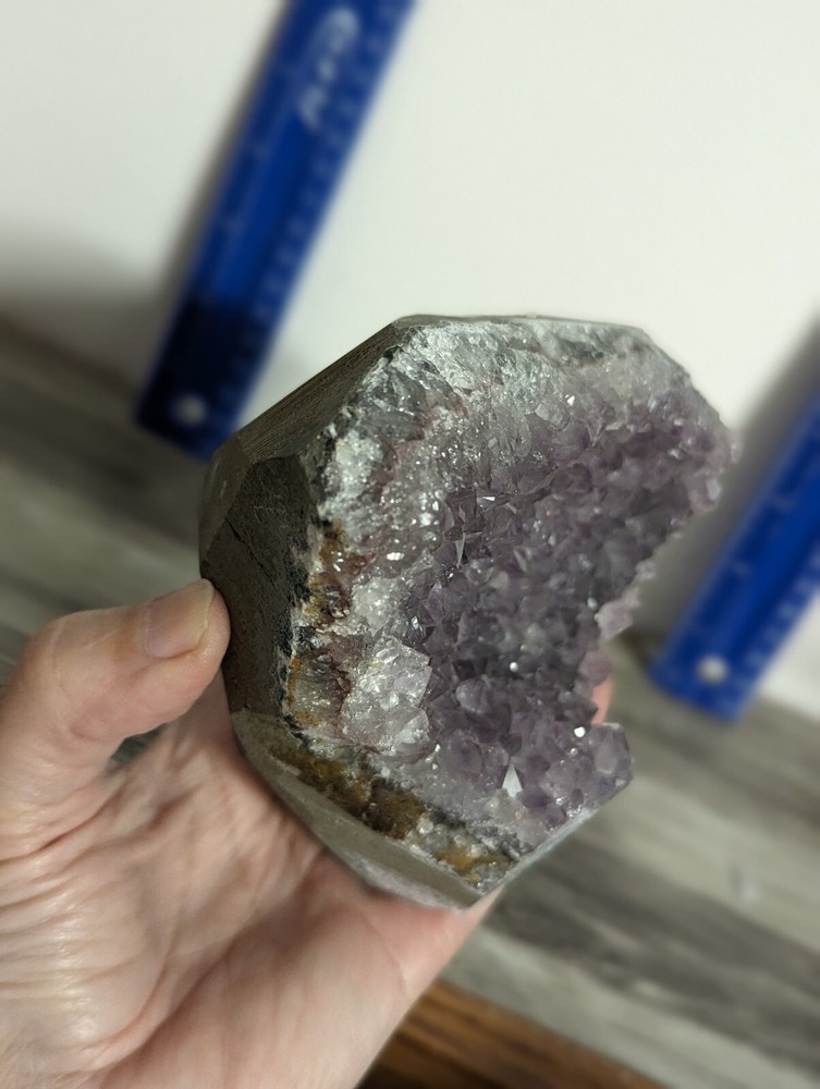 2 Amethyst standing cut base crystals geodes. 5 pounds lbs