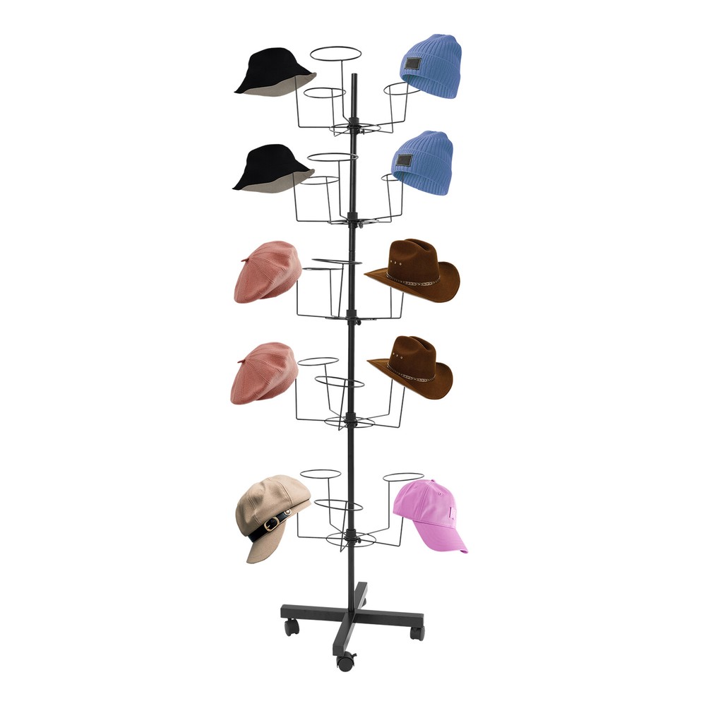 Freestanding Hat Display Stand with 25 Hooks ?C Durable Iron Storage Solution