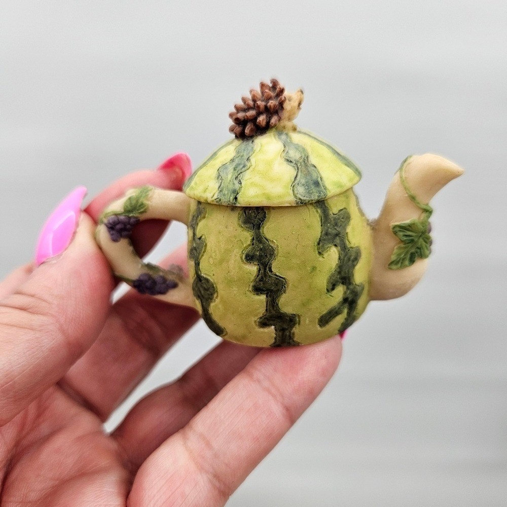 Mini Resin Hedgehog Multicolor Fruit-Themed Tea Set