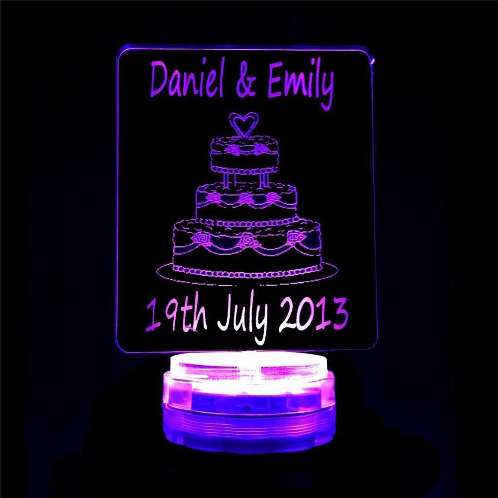 Personalised Wedding Name Light Table Decoration Colour Changing Cake Topper