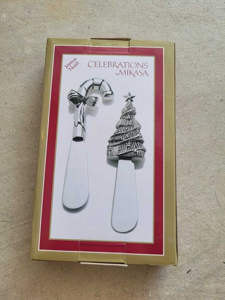 Mikasa Cheese Dip Spreader Set Christmas Tree Candy Cane