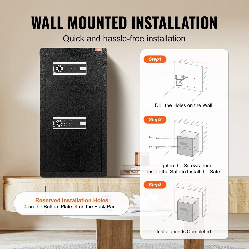 Double Doors 5.5 cu.ft Safe Box with Key Lock & Password, Safe Lock Box with