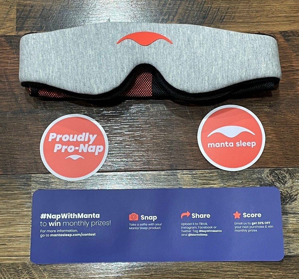Manta Sleep Mask 100% Light Blocking Eye Mask Zero Pressure Gray