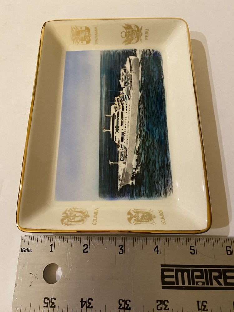 Vintage Grace Line Shipping Rectangular Ceramic Dish South America