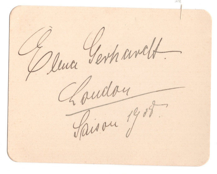 Elena Gerhardt Signed Card / Autographed Opera Singer