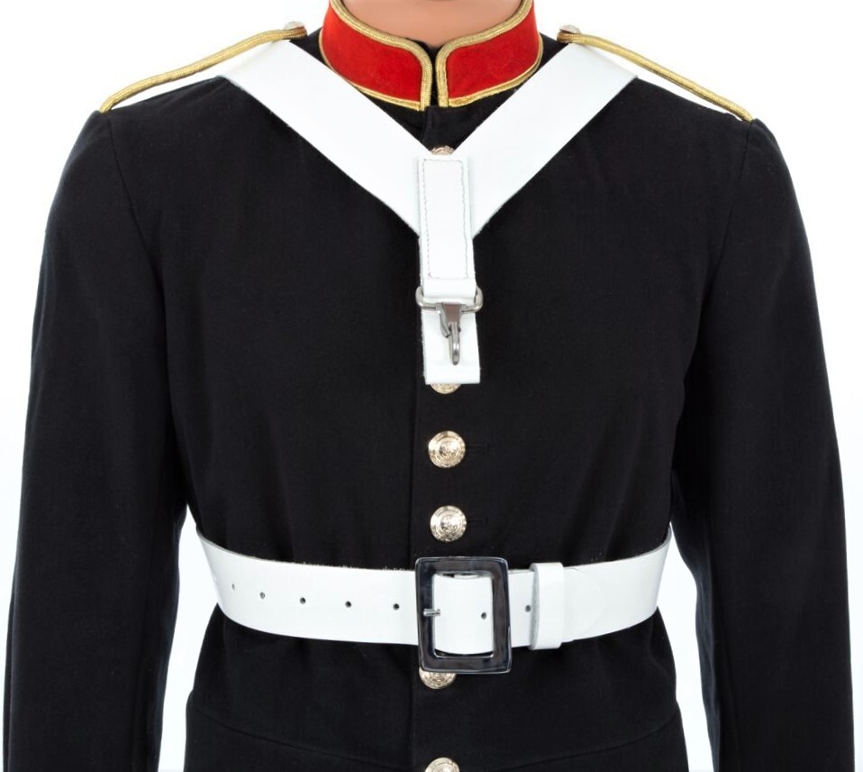 White Leather Bass Drum Sling 0917