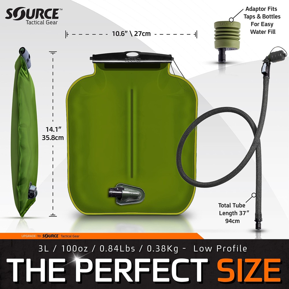 Source Tactical ILPS 3L Hydration Bladder Widepac 100oz Low Profile