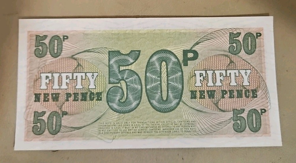 British Armed Forces 50 New Pence Note