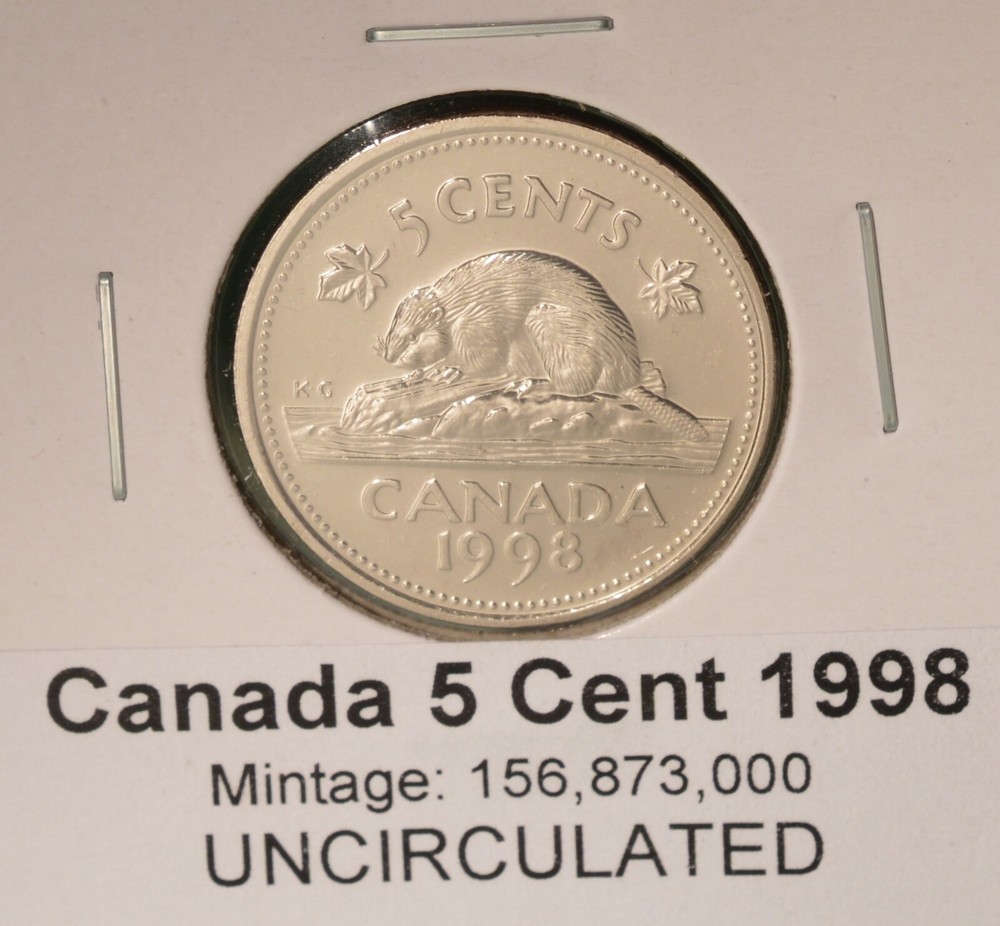1998 Canada 5 Cent  - UNCIRCULATED from Mint Roll 🇨🇦